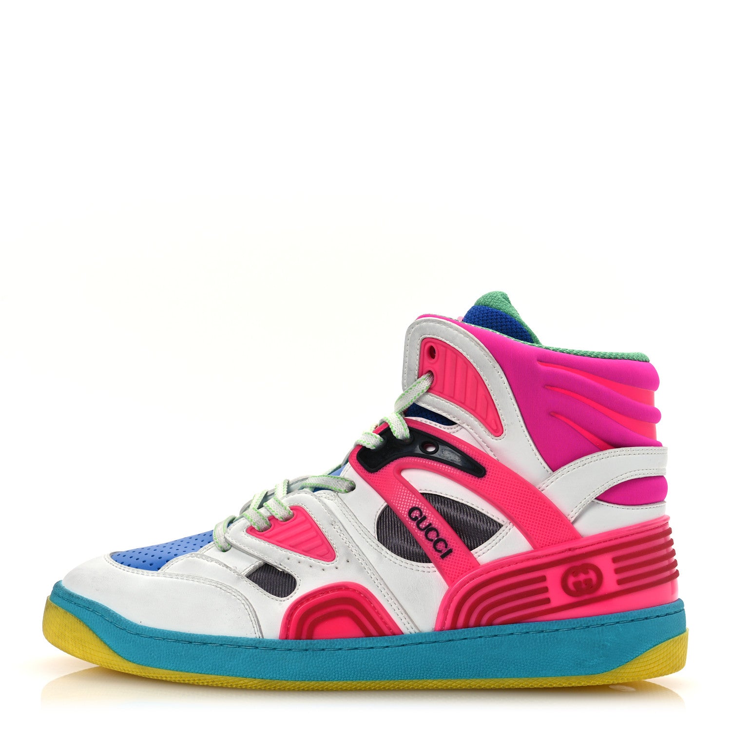 Gucci Demetra Womens Basket High Top Sneakers 39.5 Great White Bright Splash Loess 1 of 15