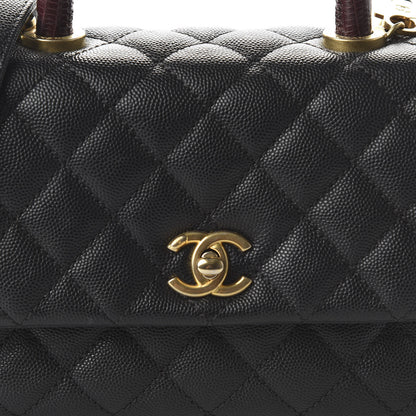 Chanel Caviar Lizard Embossed Quilted Mini Coco Handle Flap Black 10 of 10