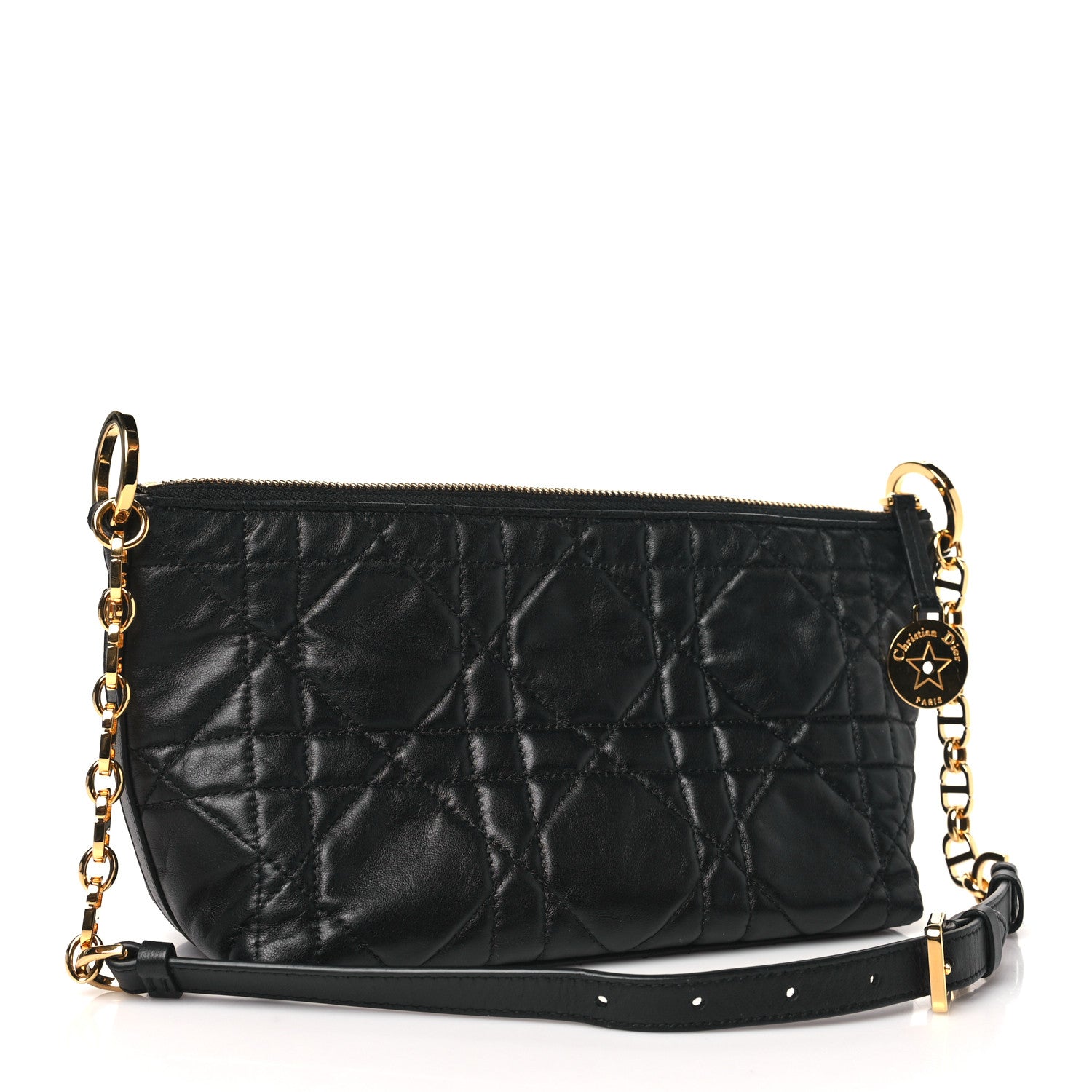 Christian Dior Lambskin Macrocannage DiorStar Hobo Bag Black 3 of 11