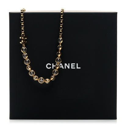Chanel Metal Crystal CC Long Necklace Gold 6 of 6