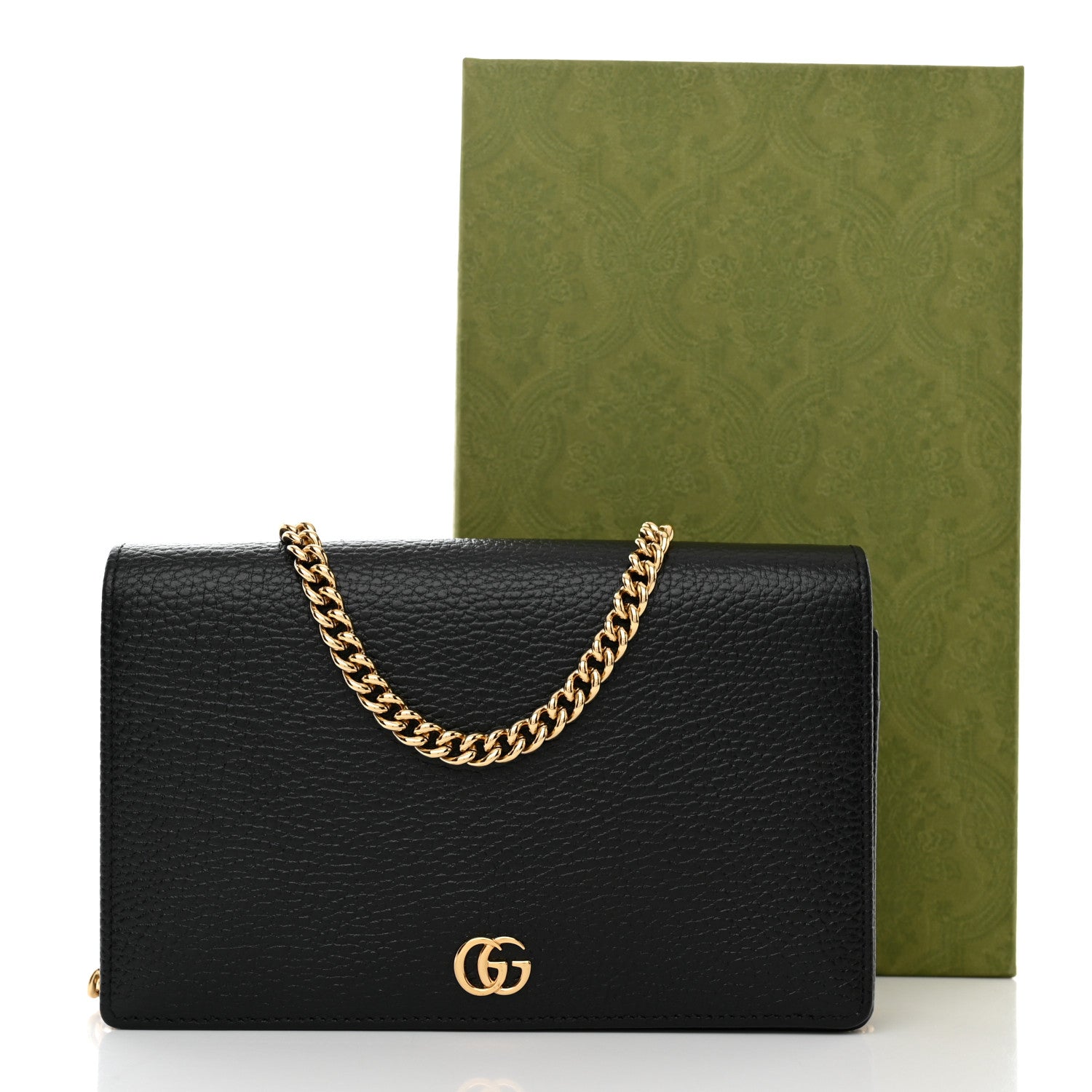 Gucci Calfskin Mini GG Marmont Chain Wallet Black 12 of 12