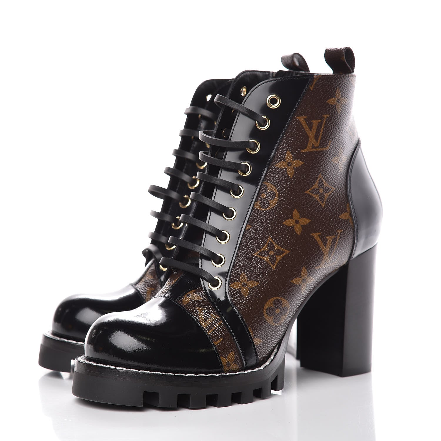 Louis Vuitton Patent Calfskin Monogram Star Trail Ankle Boots 39 Black 3 of 7