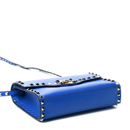 Valentino Garavani Vitello Medium Rockstud Flip Lock Crossbody Bag Acid Blue 3 of 4