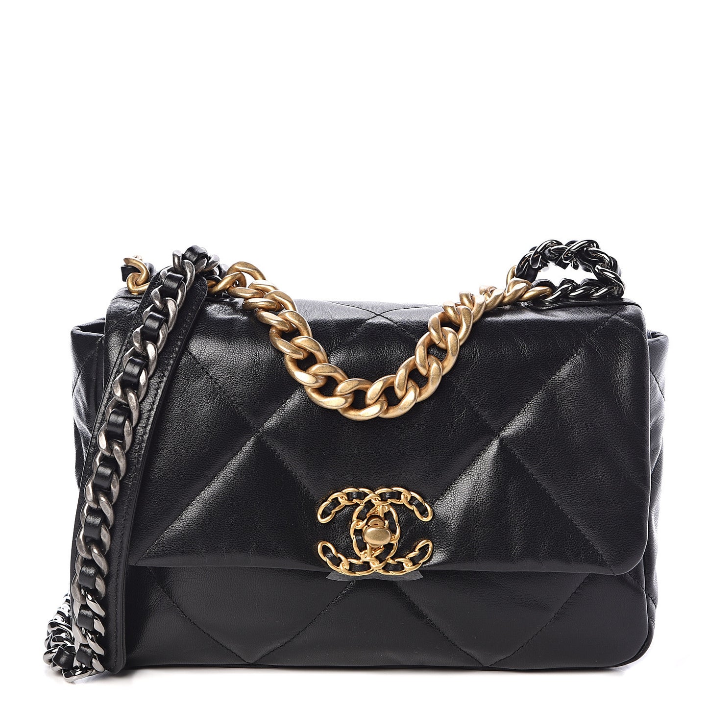 Goatskin Quilted Medium 19 Flap Black