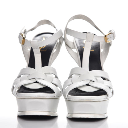 Saint Laurent Calfskin Tribute 105 Platform Sandals 38.5 White 2 of 13