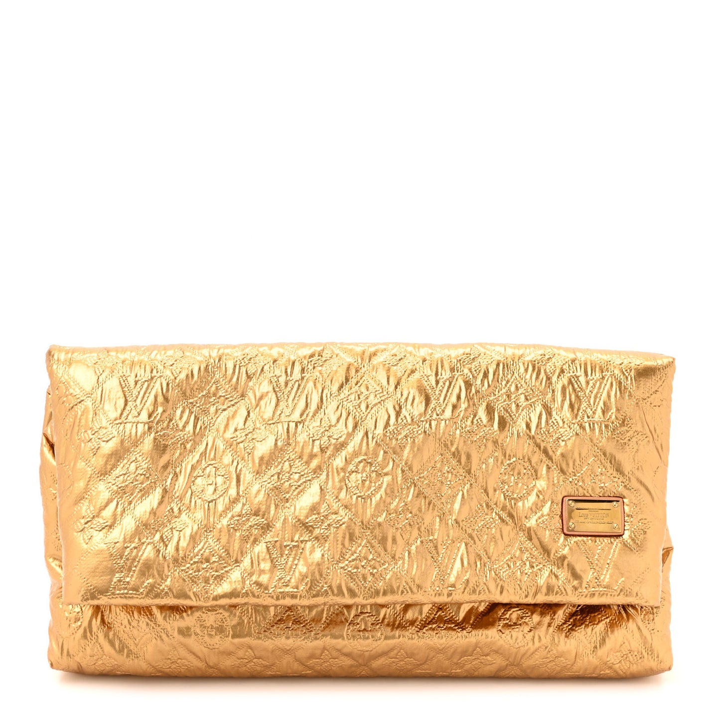 Jacquard Quilted Monogram Limelight Clutch PM Gold