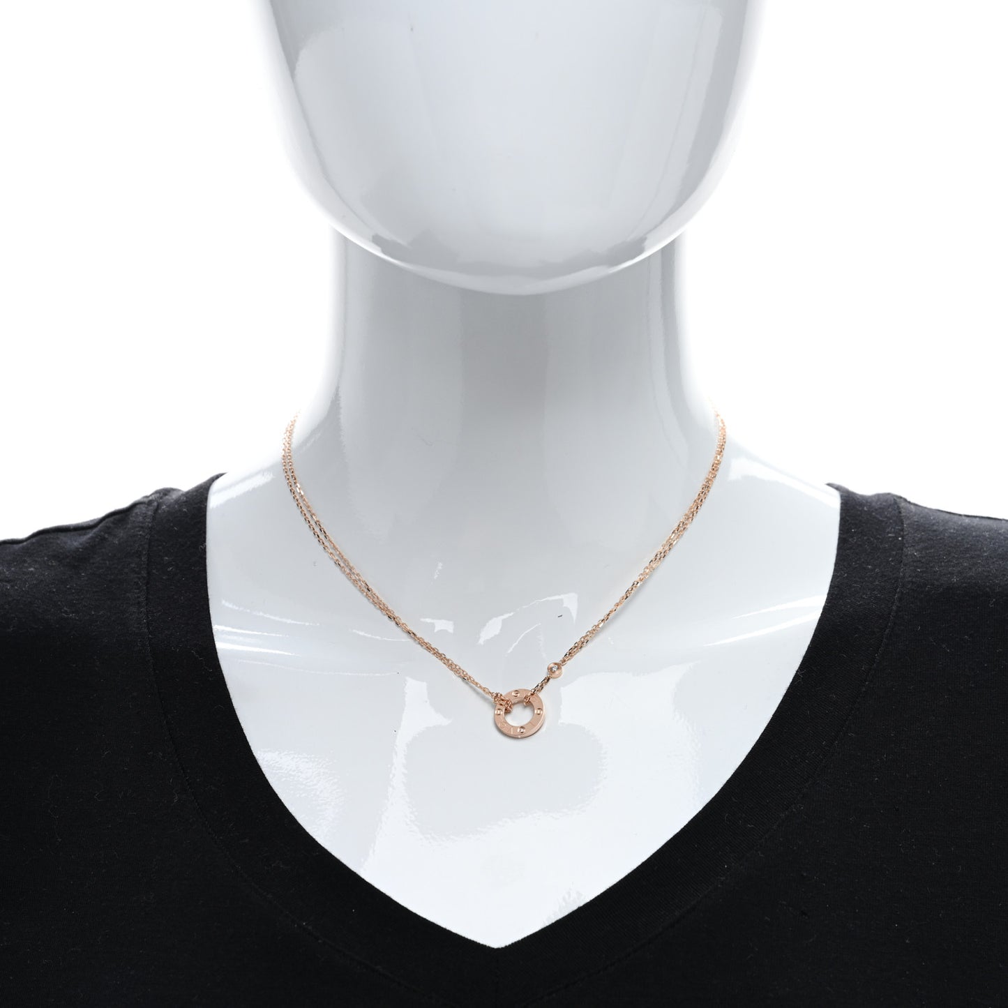 18K Pink Gold 2 Diamond LOVE Necklace