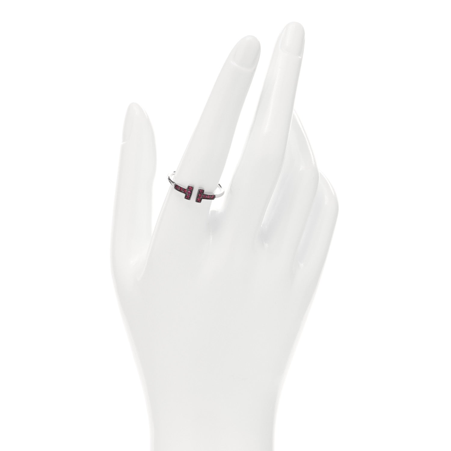 Tiffany 18K White Gold Ruby T Wire Ring 58 8.25 2 of 4