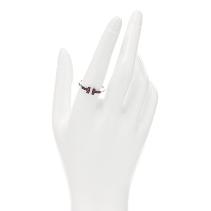 Tiffany 18K White Gold Ruby T Wire Ring 58 8.25 2 of 4