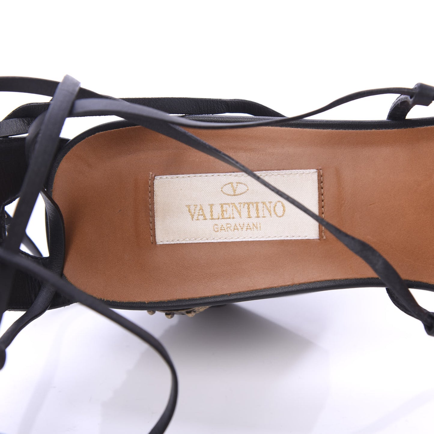Calfskin Mask Embossed Gladiator Sandals 38 Brown Black