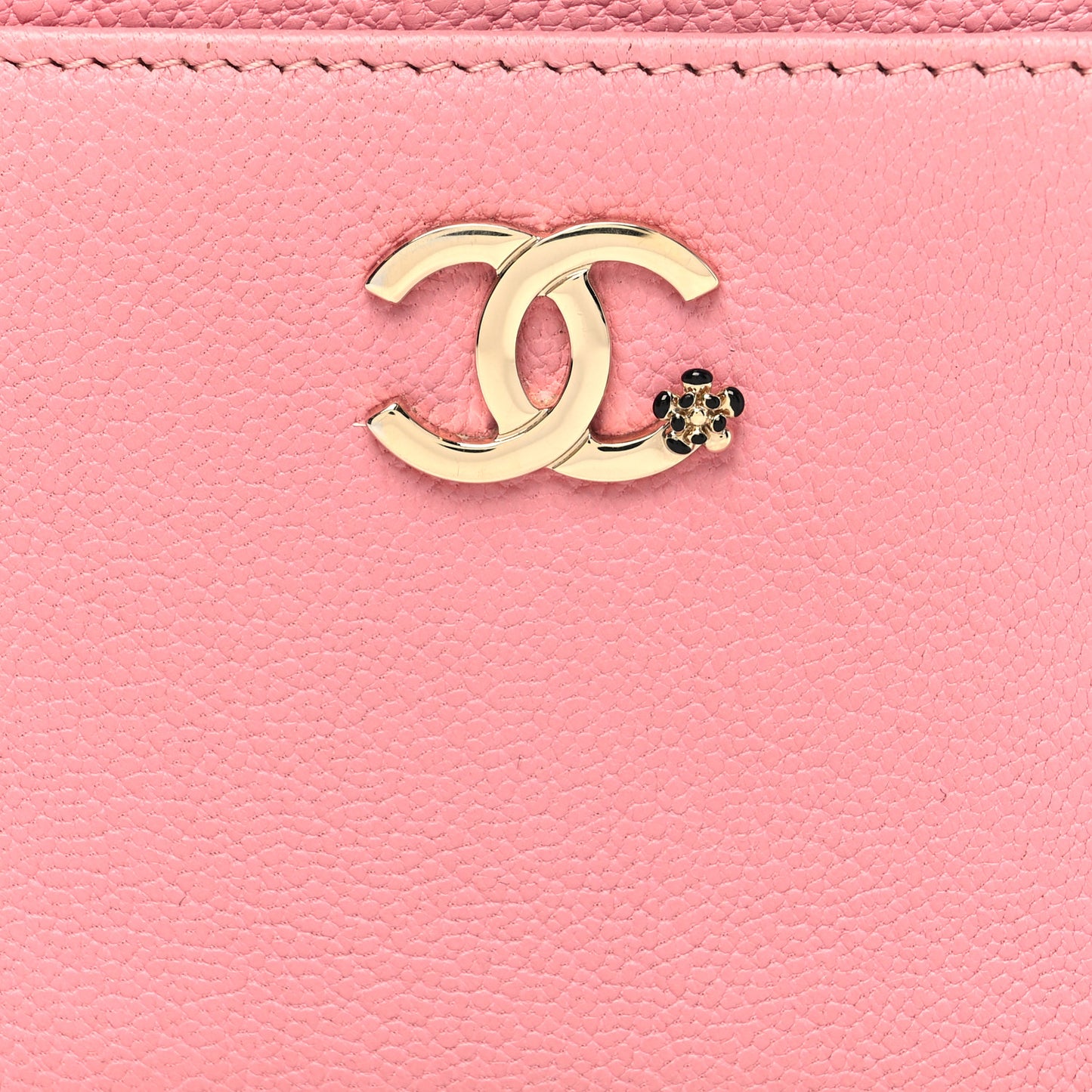 Goatskin CC Camellia Card Holder Pink