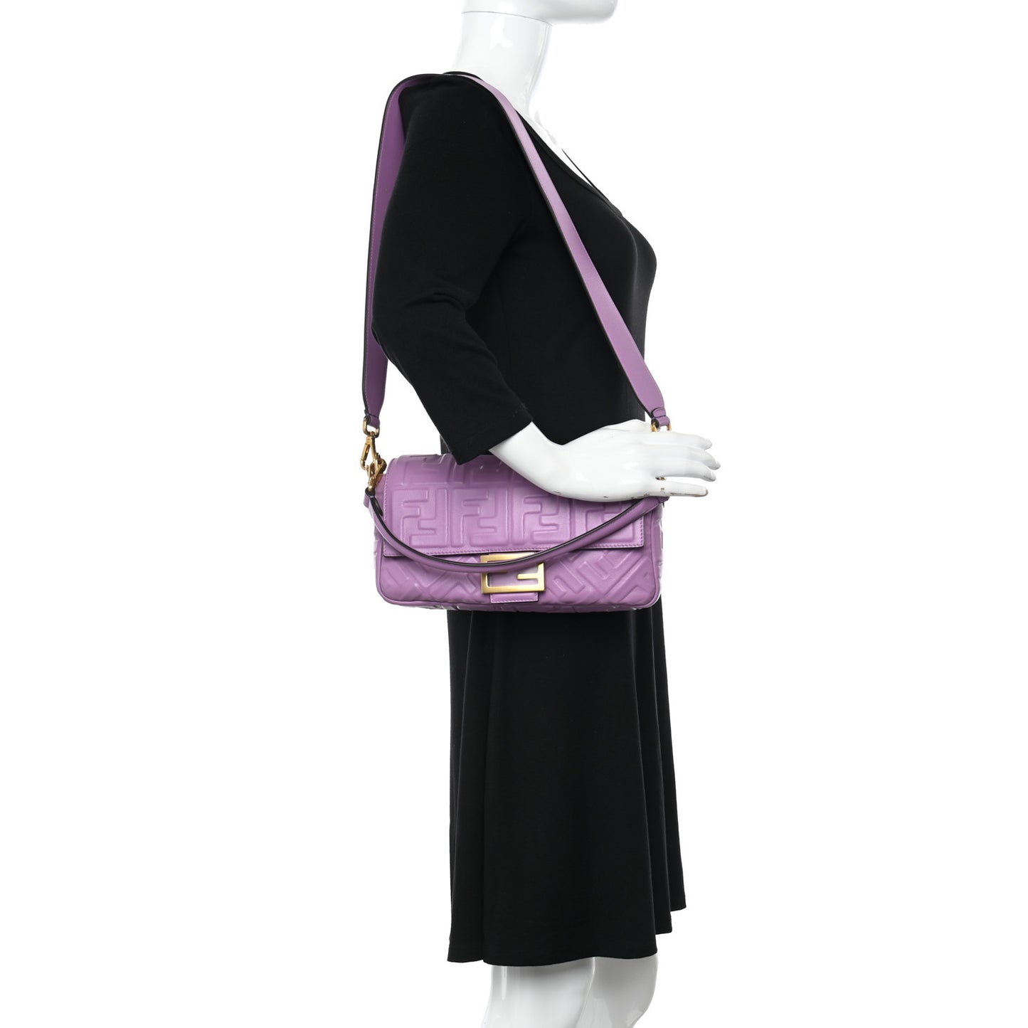 Nappa FF 1974 Embossed Baguette Agapanto