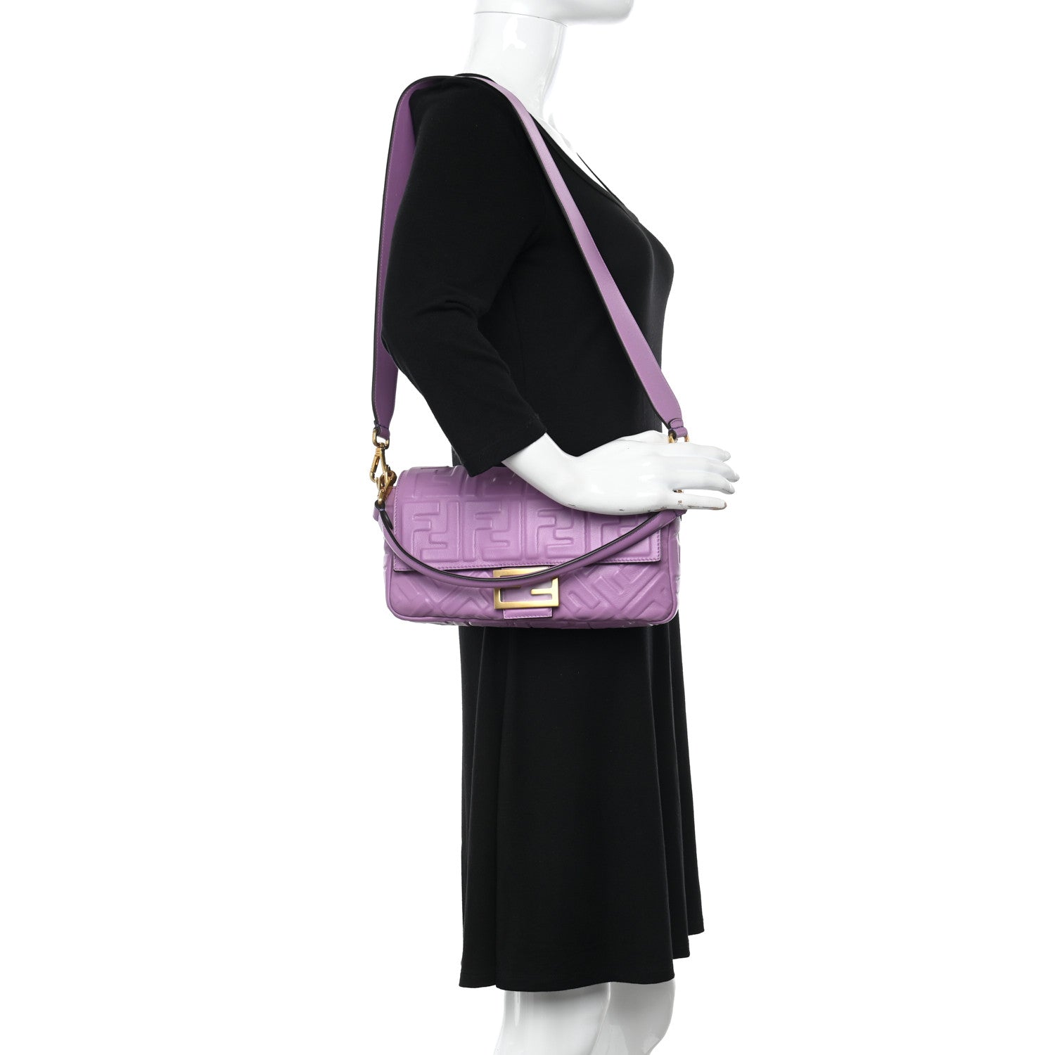Fendi Nappa FF 1974 Embossed Baguette Agapanto 2 of 11