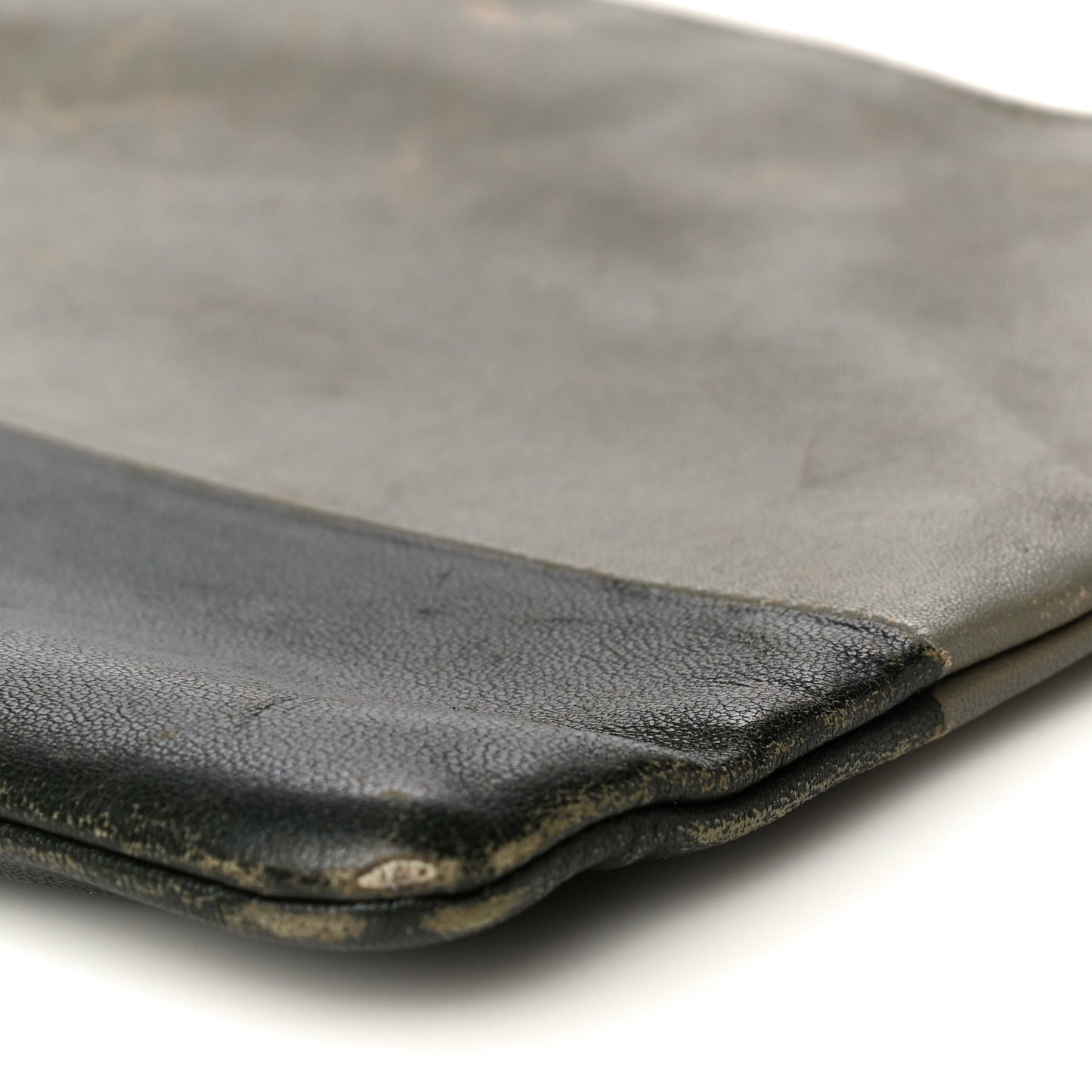 Smooth Lambskin Bi-Color Solo Clutch Pouch Army Green