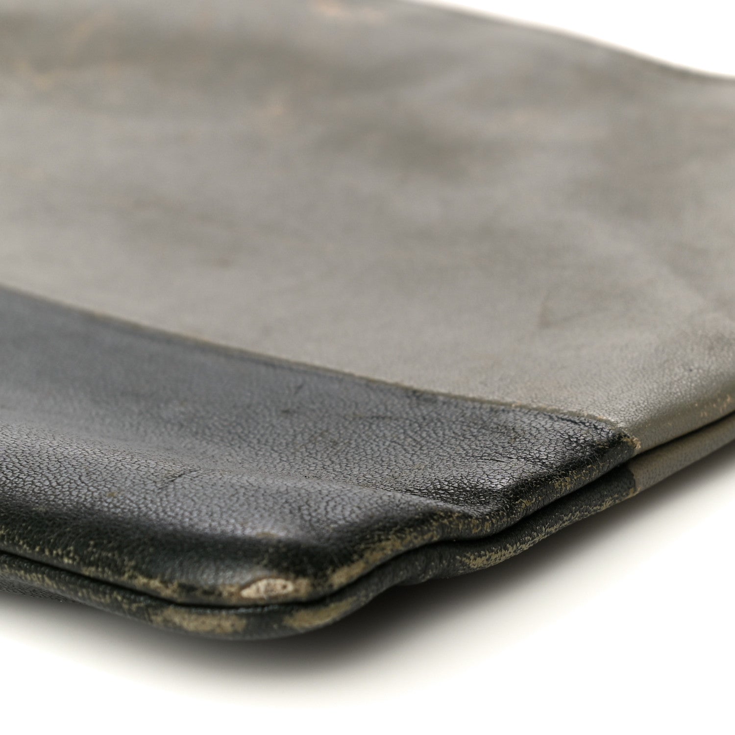 Celine Smooth Lambskin Bi-Color Solo Clutch Pouch Army Green 6 of 32