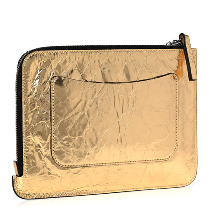 Chanel Metallic Lambskin Small Je Ne Suis Pas En Solde Pouch Clutch Gold 3 of 9