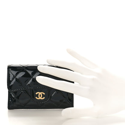 Chanel Patent Quilted Flap Card Holder Black 2 of 9