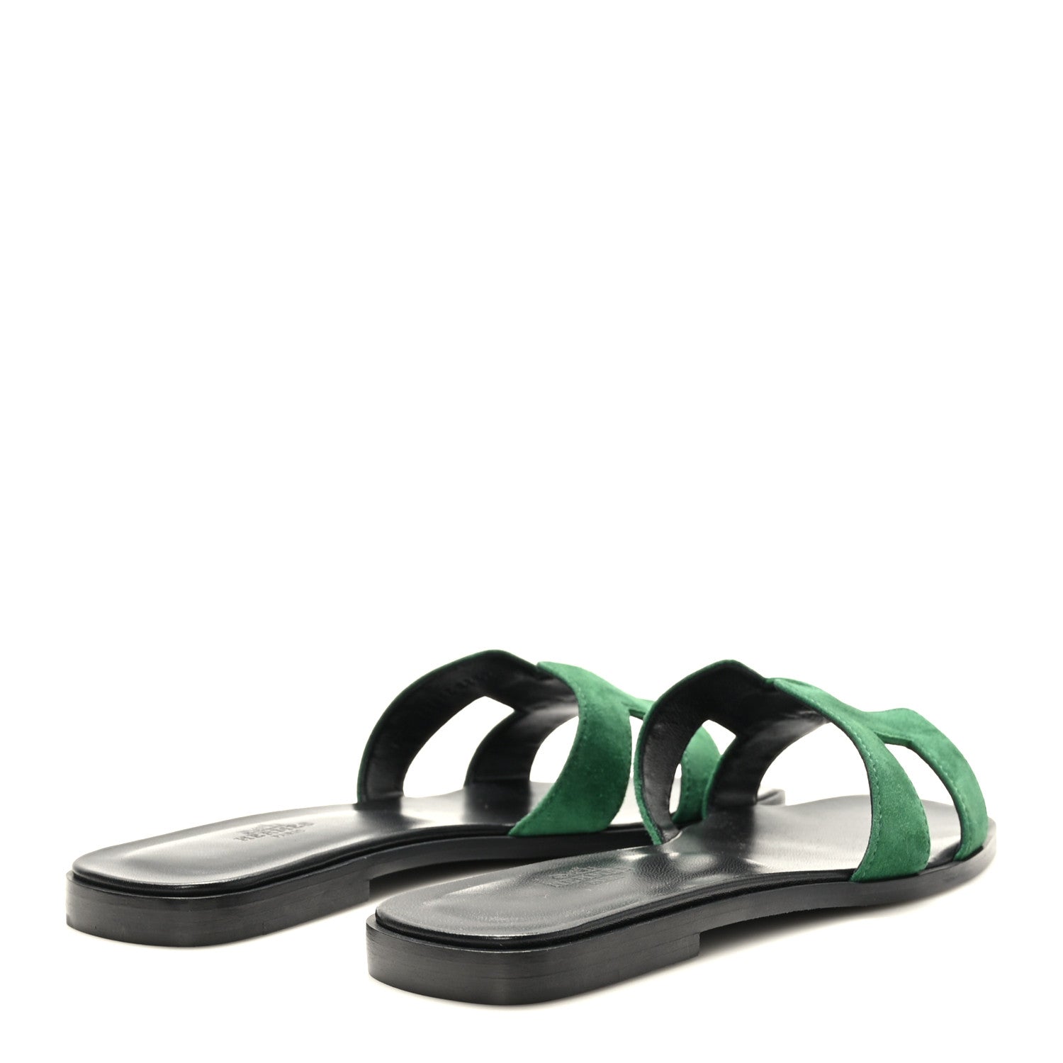 Hermes Suede Goatskin Oran Sandals 39.5 Vert Electrique 4 of 9