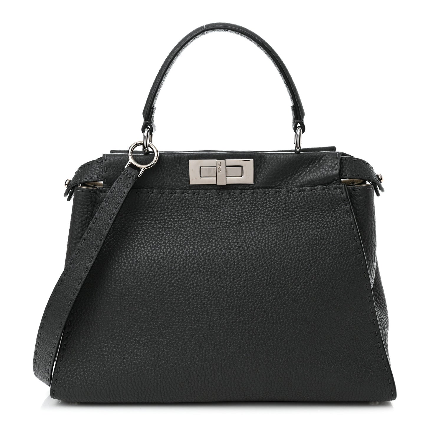 Cuoio Romano Selleria Bi-Color Medium Peekaboo Iconic Satchel Asfalto Latte