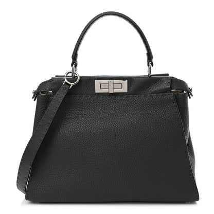 Fendi Cuoio Romano Selleria Bi-Color Medium Peekaboo Iconic Satchel Asfalto Latte 1 of 10