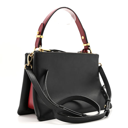 Prada New Calfskin Small Deux Shoulder Bag Black 3 of 15