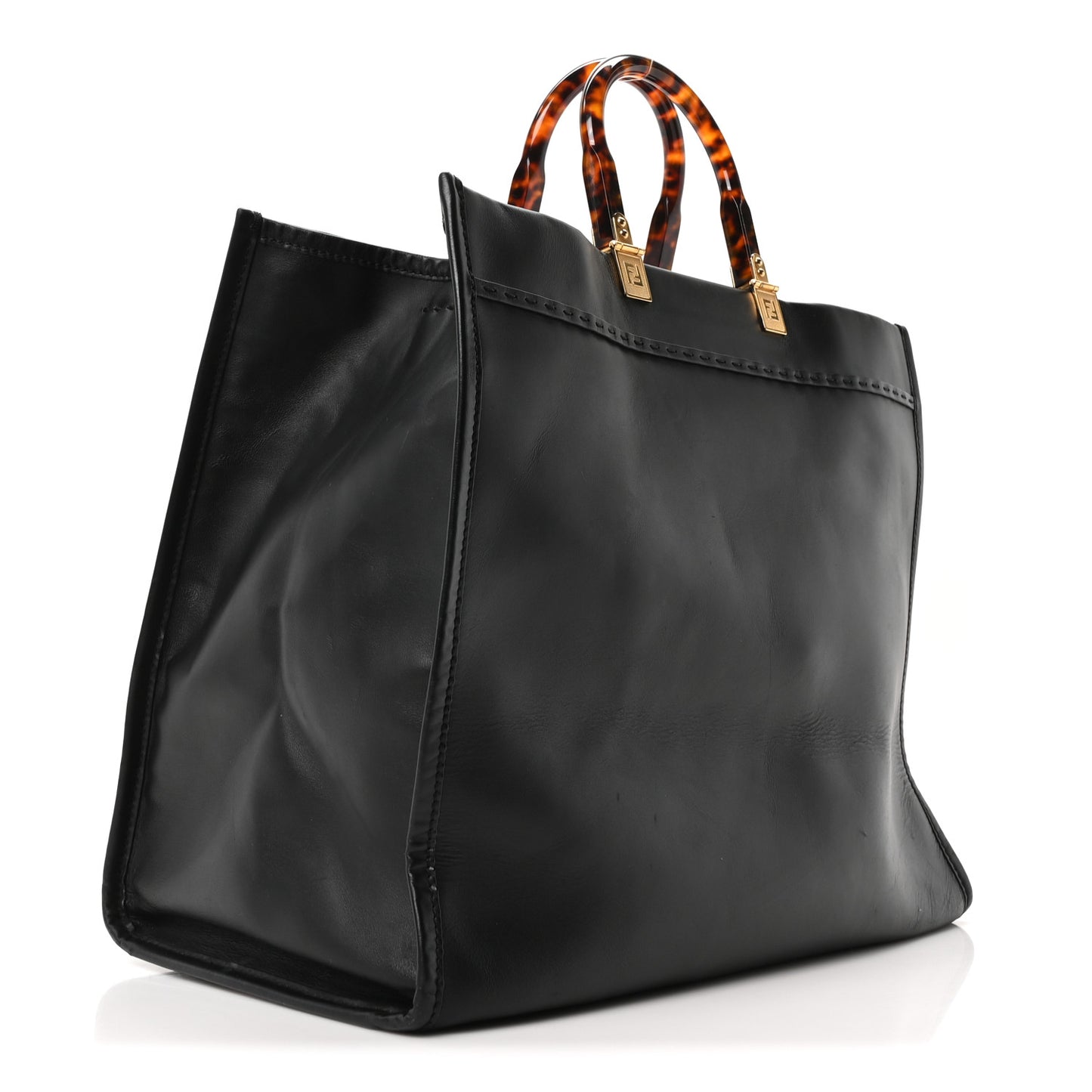 Vitello King Plexiglass Large Fendi Sunshine Shopper Tote Black