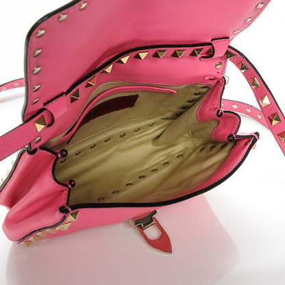 Valentino Garavani Vitello Mini Rockstud Flap Saddle Crossbody Bag Fuxia Fluo 5 of 6