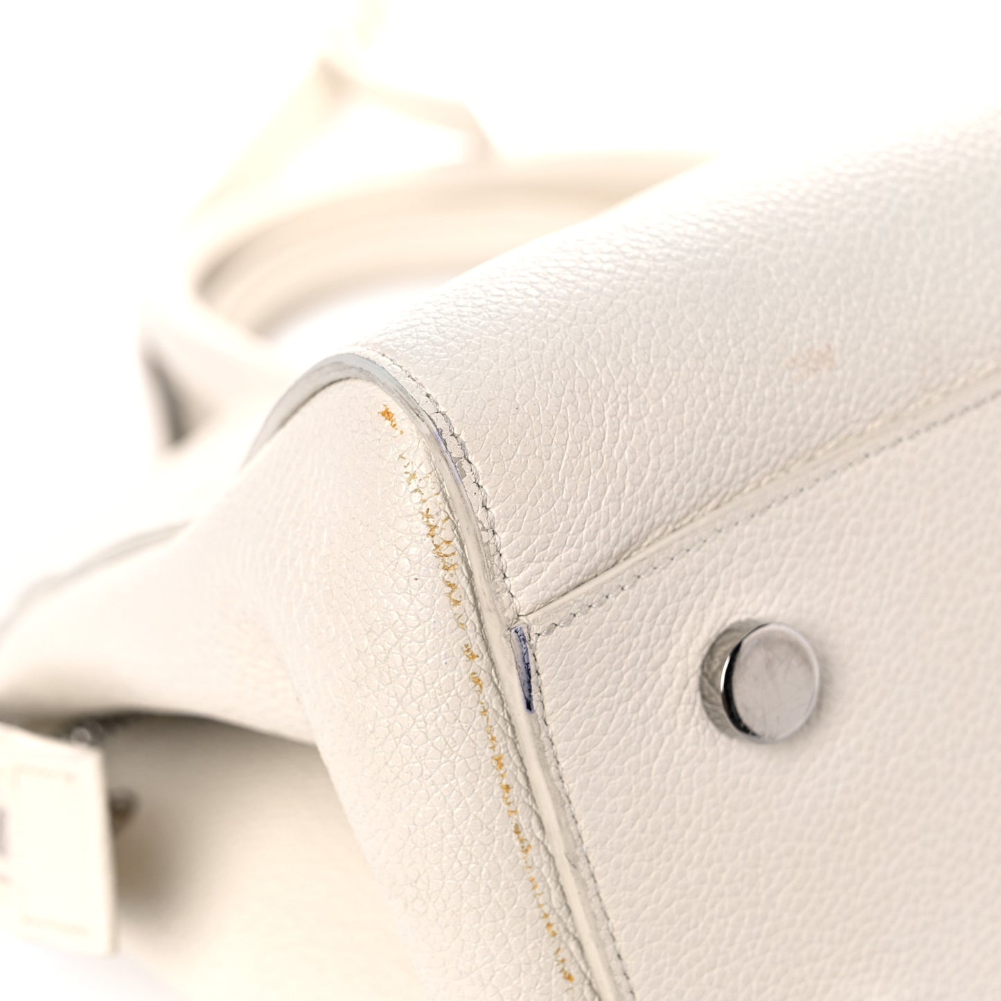 Grained Calfskin Small Rive Gauche White