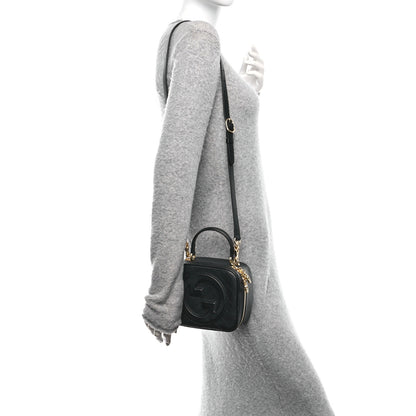 Gucci Sakai Be Green Calfskin Diagonal Stitched Blondie Top Handle Bag Black 2 of 10