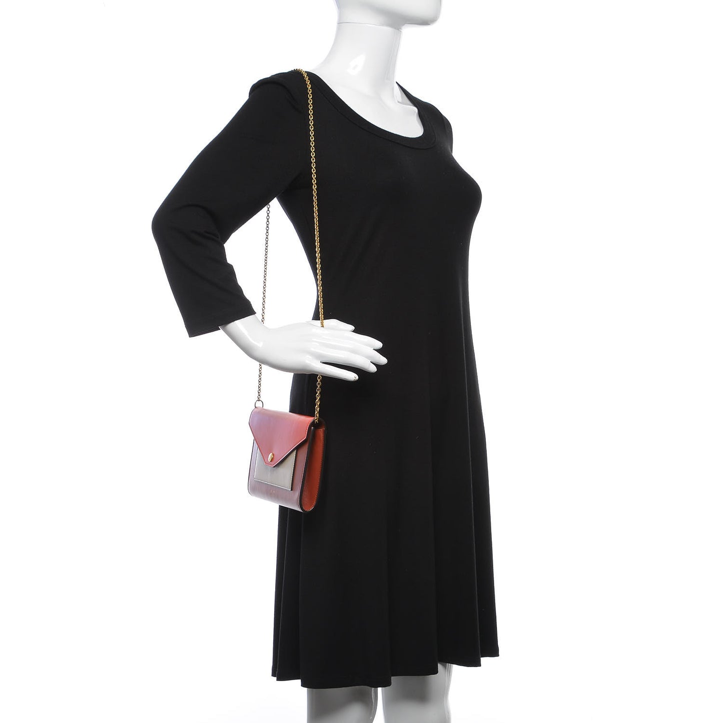 Shiny Calfskin Clutch on a Chain Multicolor