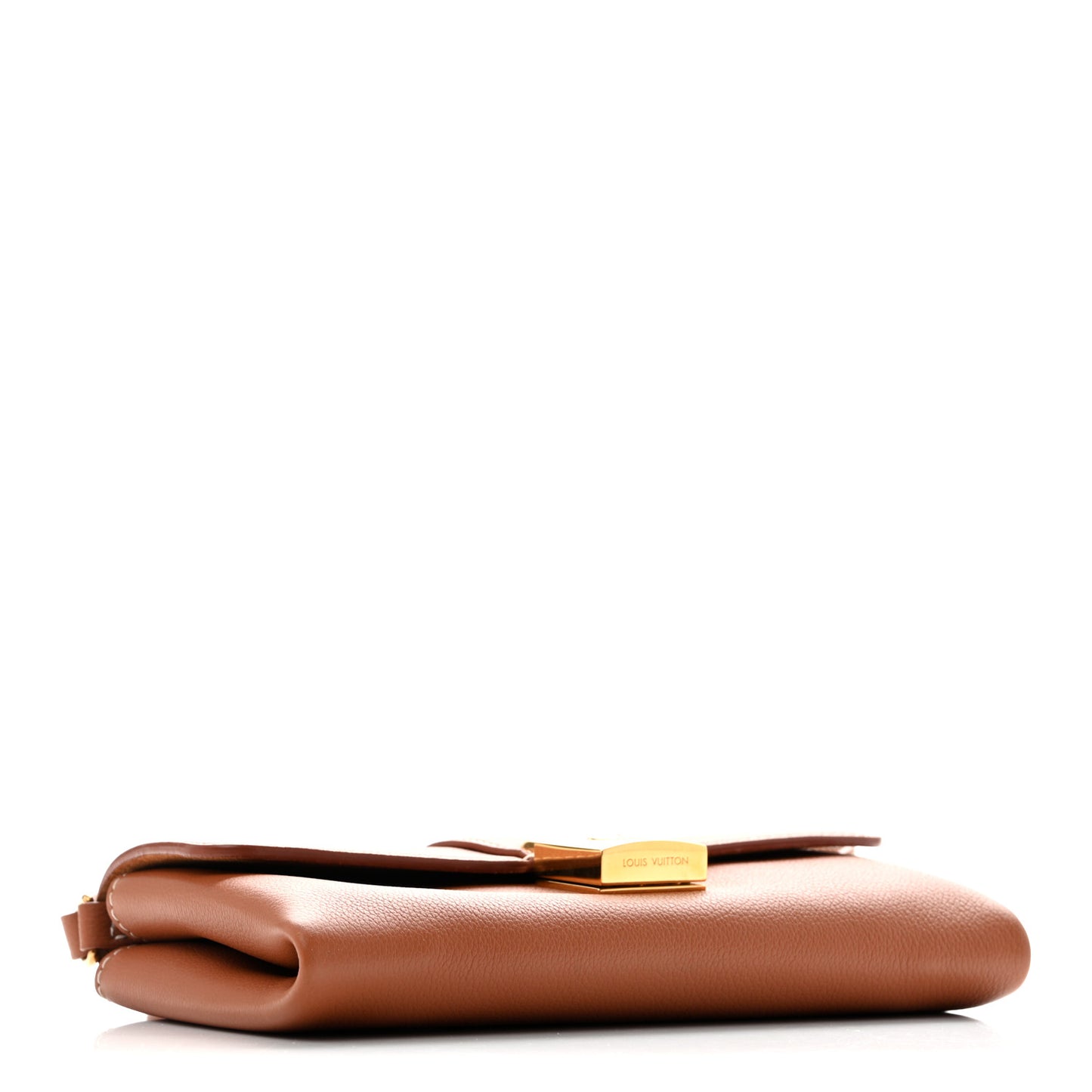 Grained Calfskin Low Key Wallet On Chain Cognac