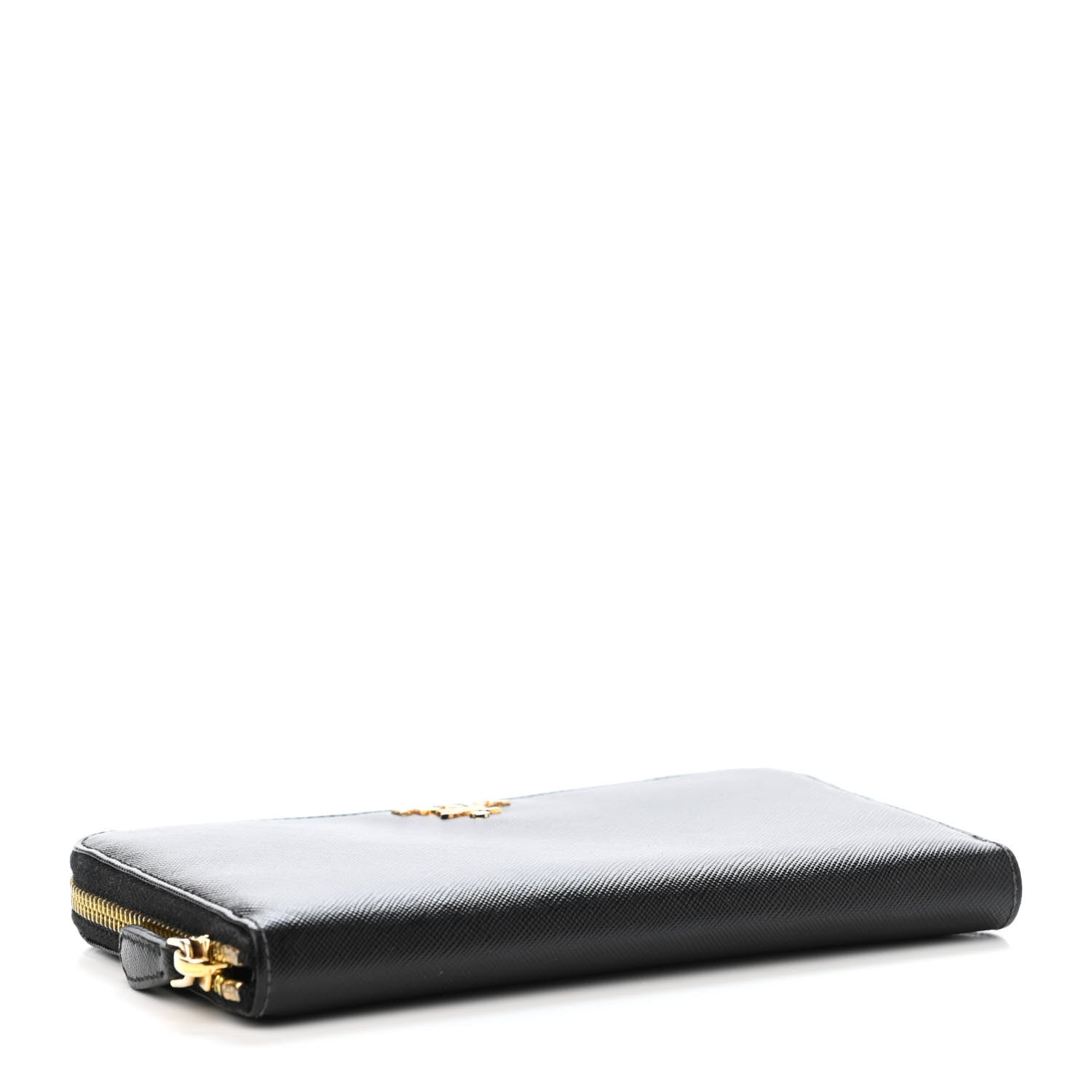 Prada Saffiano Metal Zip Around Wallet Black 3 of 4