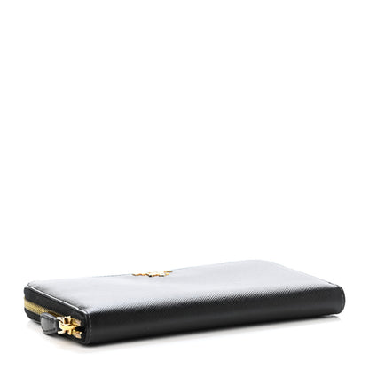 Prada Saffiano Metal Zip Around Wallet Black 3 of 4