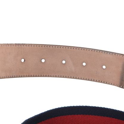 Gucci Nylon Calfskin Double G Web 40mm Belt 95 38 Blue Red Black 4 of 7
