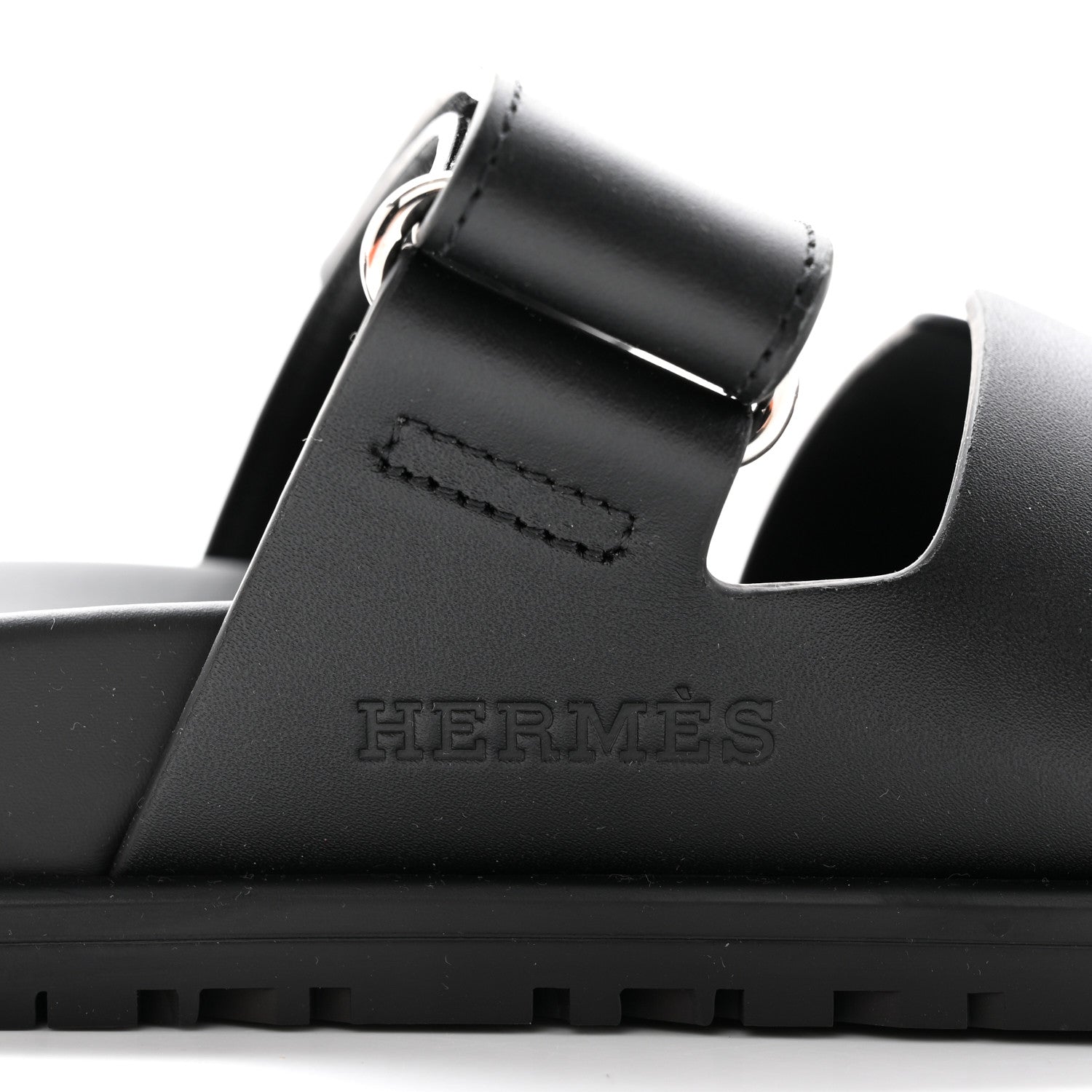 Hermes Calfskin Womens Chypre Sandals 37.5 Black 8 of 10
