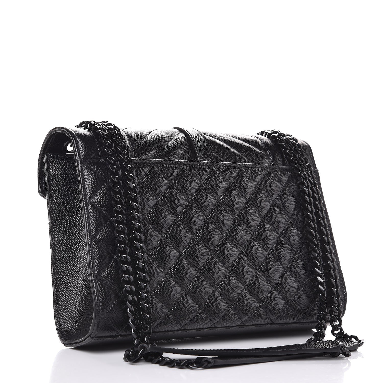 Saint Laurent Grain De Poudre Textured Mixed Matelasse Triquilt Medium Monogram Satchel Black 3 of 7