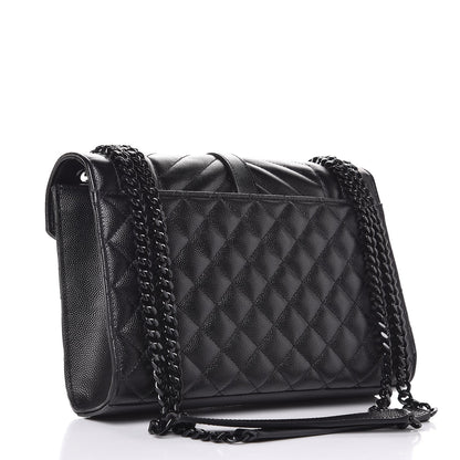 Saint Laurent Grain De Poudre Textured Mixed Matelasse Triquilt Medium Monogram Satchel Black 3 of 7