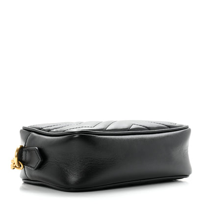 Gucci Calfskin Matelasse Mini GG Marmont Chain Shoulder Bag Black 3 of 8