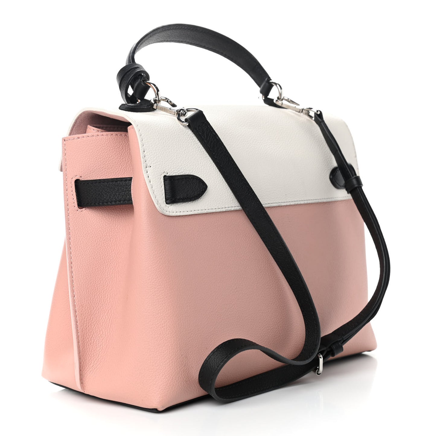 Soft Calfskin Lockme Ever Rose Ballet White Maito Black