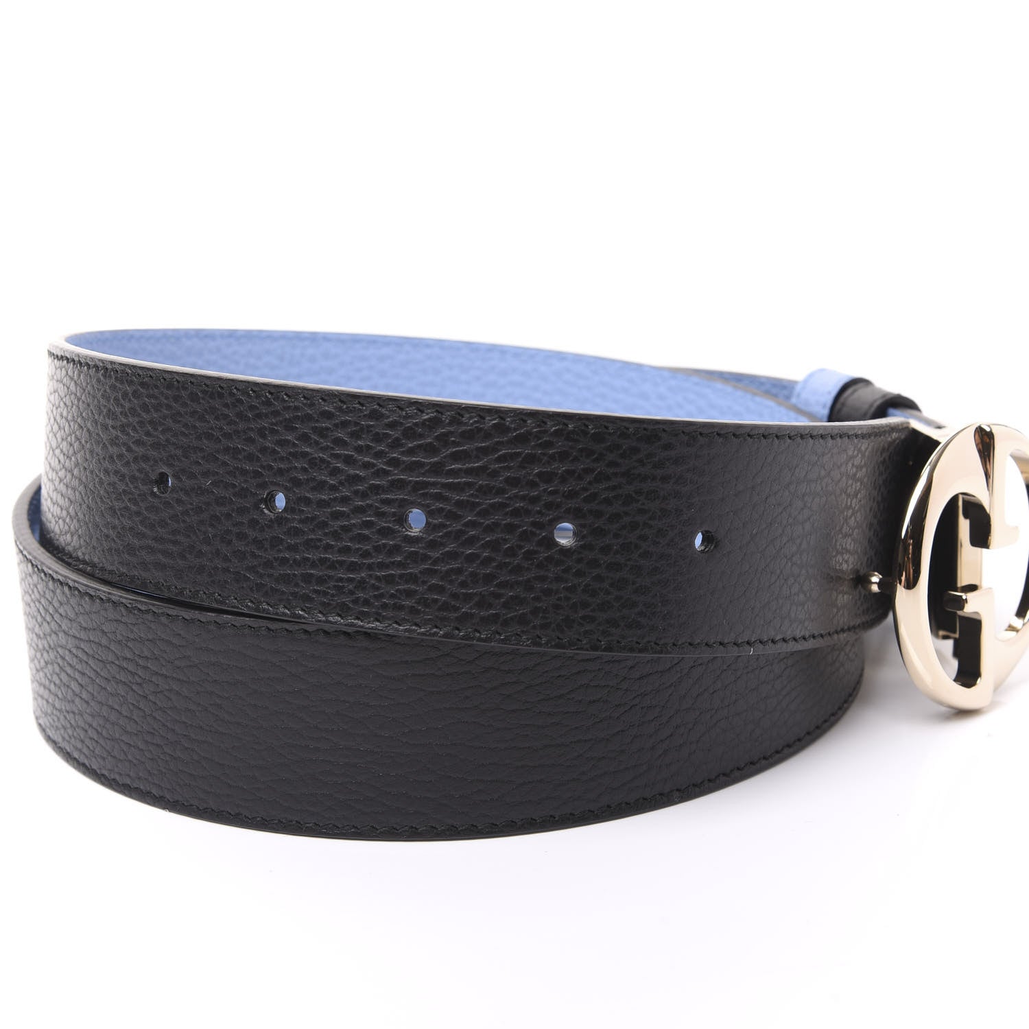 Gucci Dollar Calfskin 1973 Reversible Belt 95 38 Black Mineral Blue 5 of 7