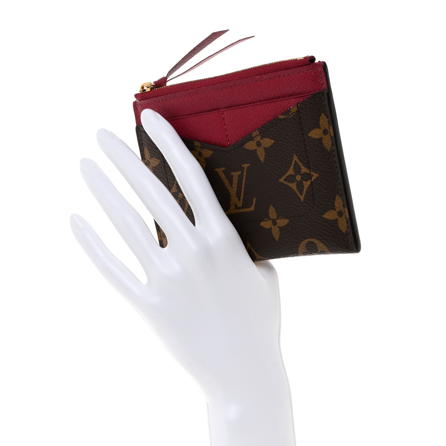 Monogram Zipped Card Holder Fuchsia