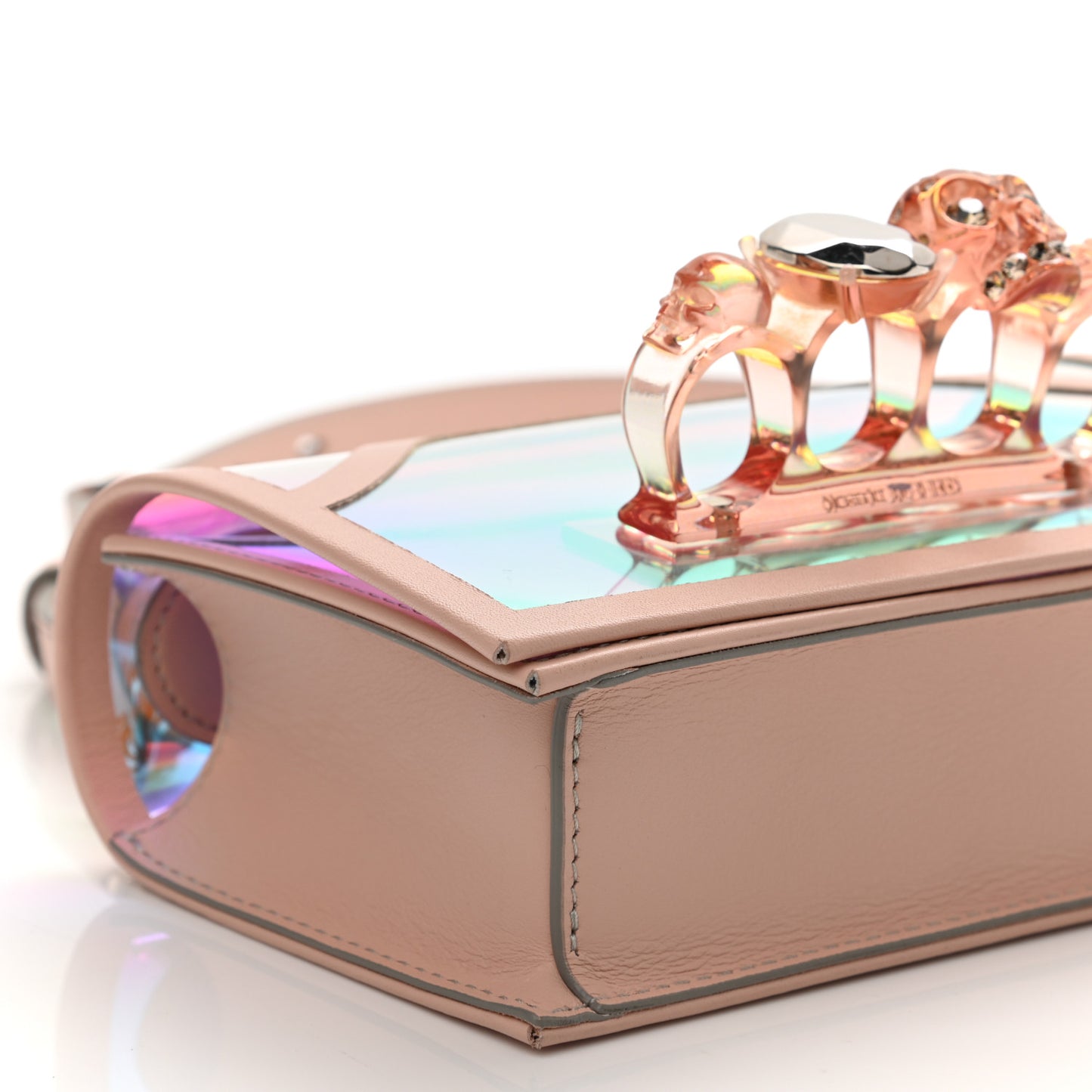 Iridescent PVC Calfskin Mini Knuckle Crossbody