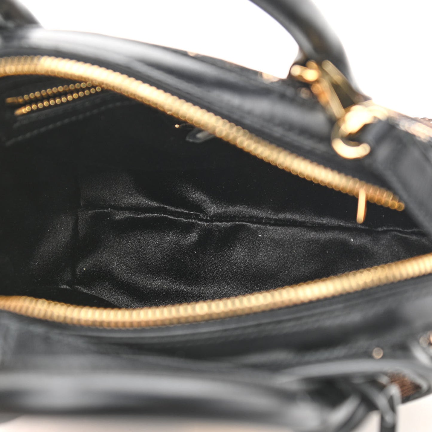 Calfskin Sequin Small Fiamma Bag Black Gold