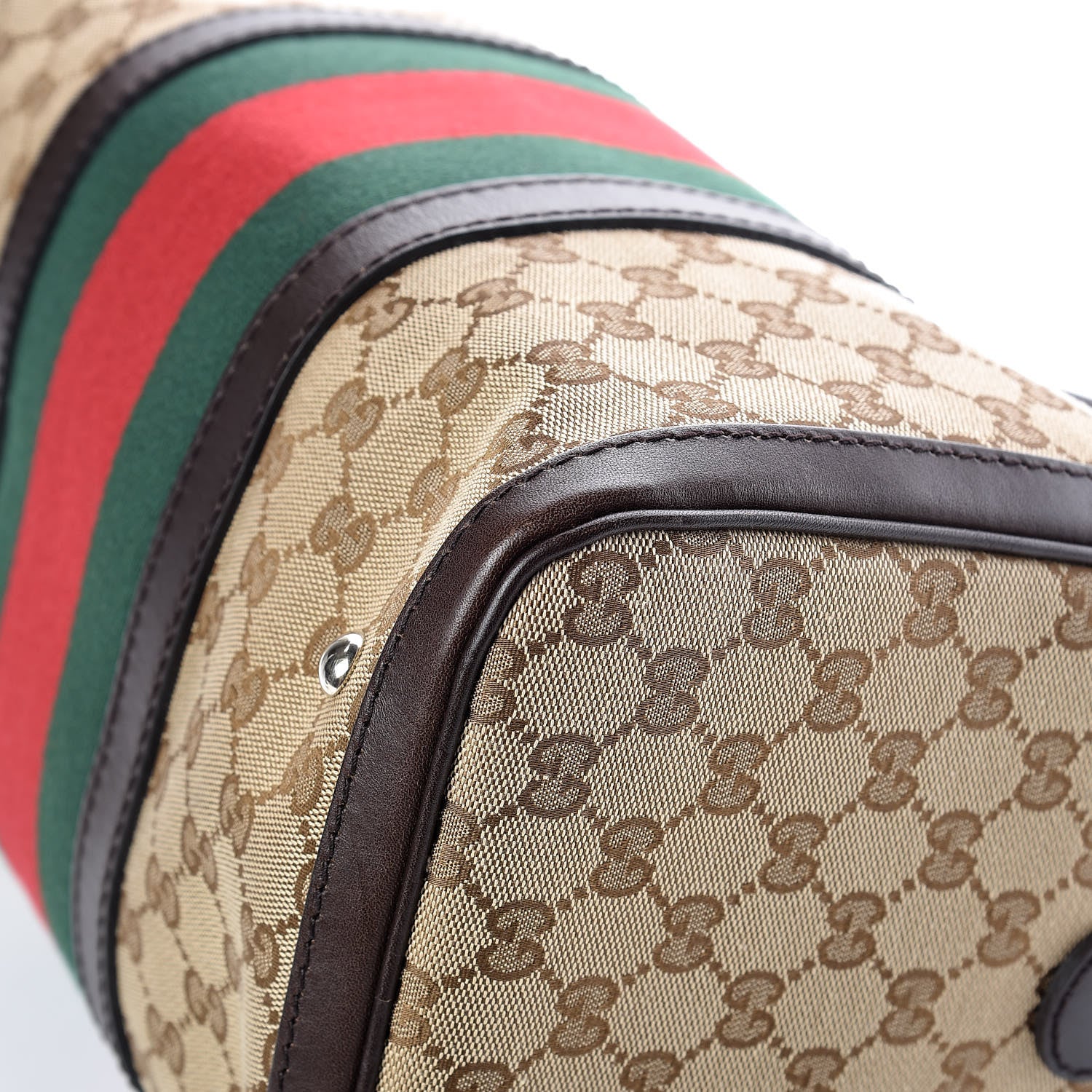 Gucci Monogram Vintage Web Medium Boston Dark Brown 10 of 13
