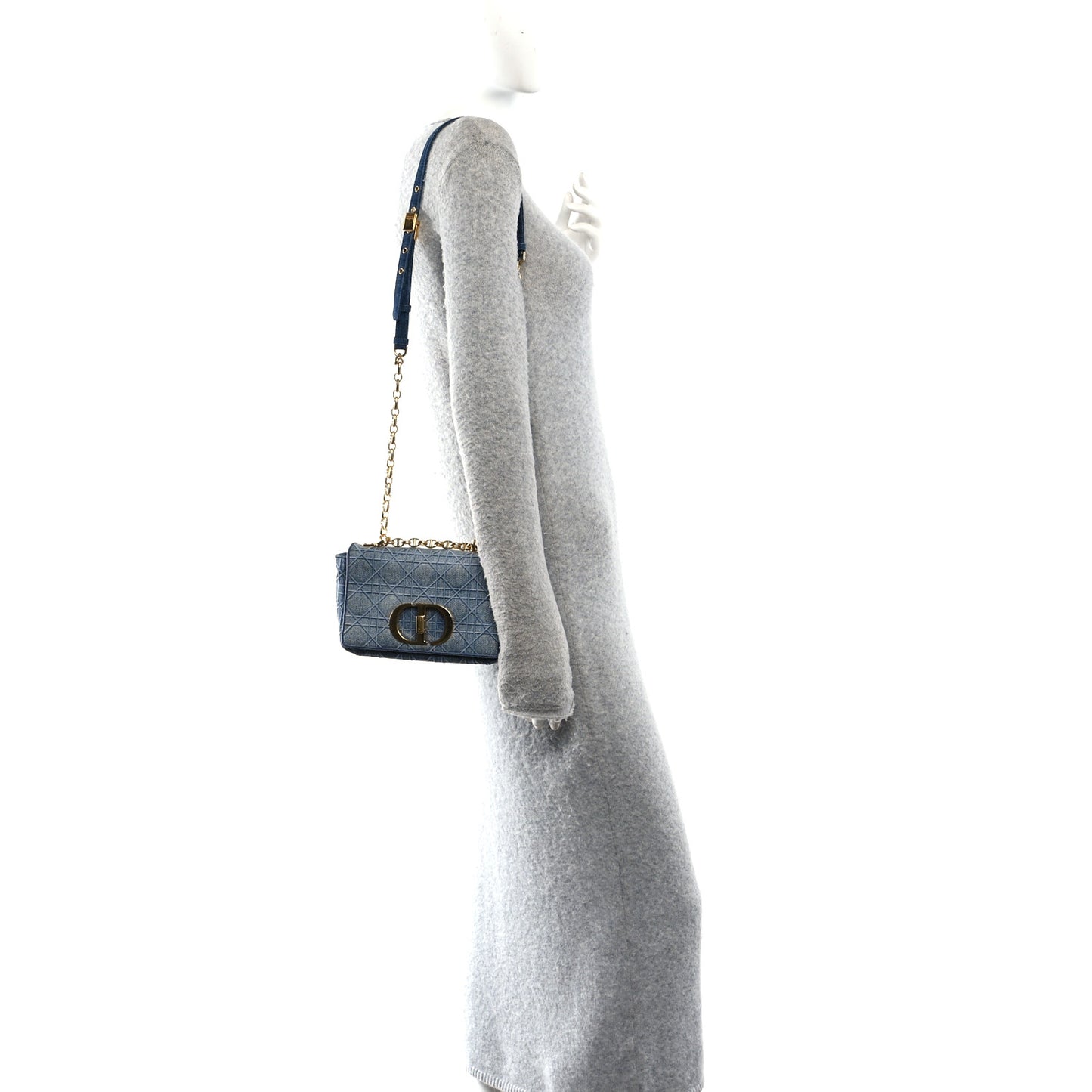 Denim Cannage Small Caro Bag Blue
