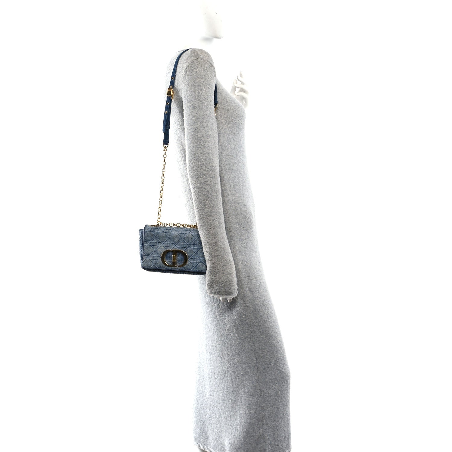 Christian Dior Denim Cannage Small Caro Bag Blue 2 of 9