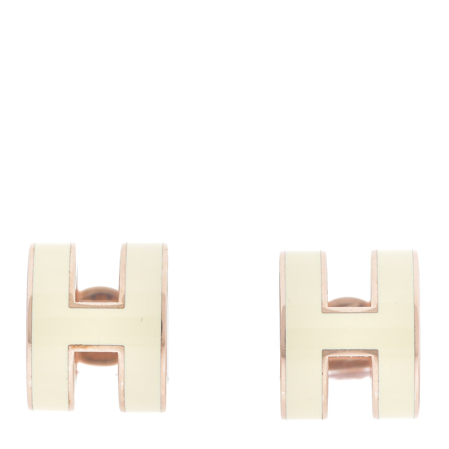 Rose Gold Lacquered Pop H Earrings Ecru