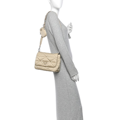 Prada Re-Nylon Quilted Padded Flap Shoulder Bag Deserto 3 of 19