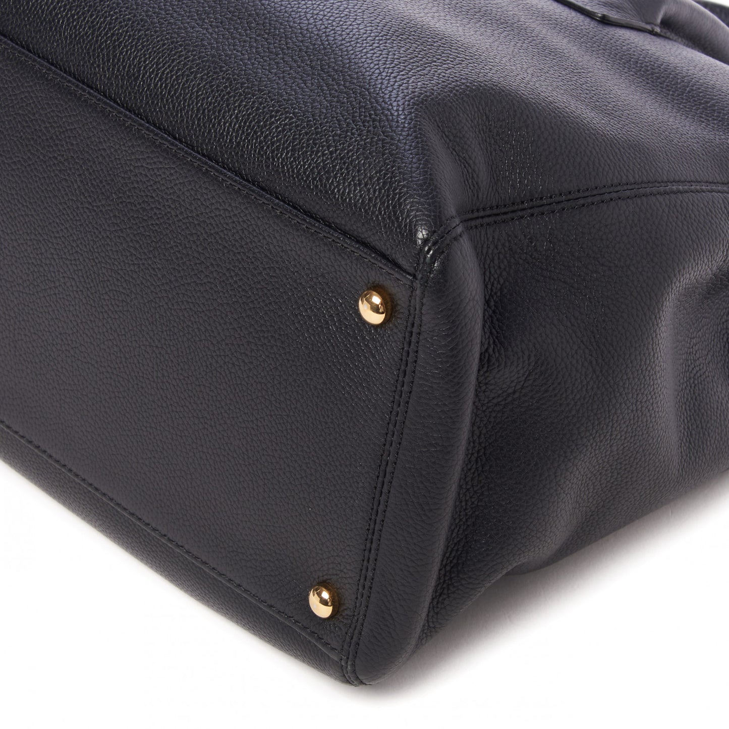 Calfskin Cerf Executive Shopper Tote Black