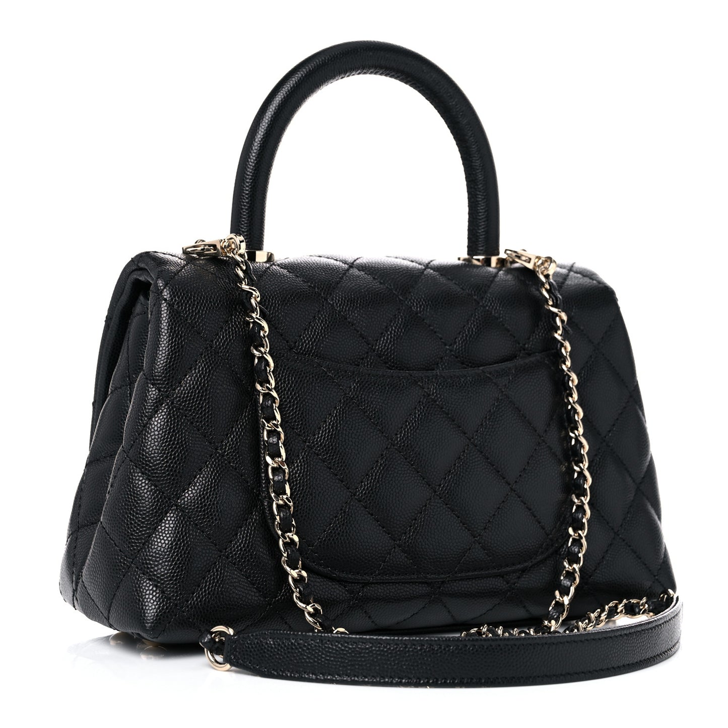 Caviar Quilted Mini Coco Handle Flap Black